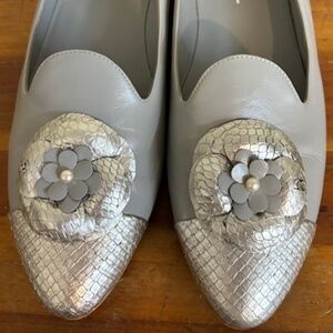 Chanel Silver Camelia Loafer